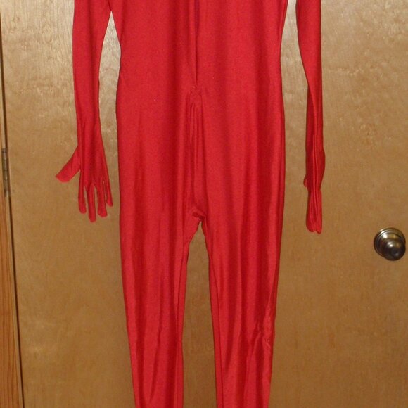 2nd Skin Devil Red FULL BODYSUIT ZENTAI Gimp Costume Great for Halloween - NEW! - Picture 6 of 8